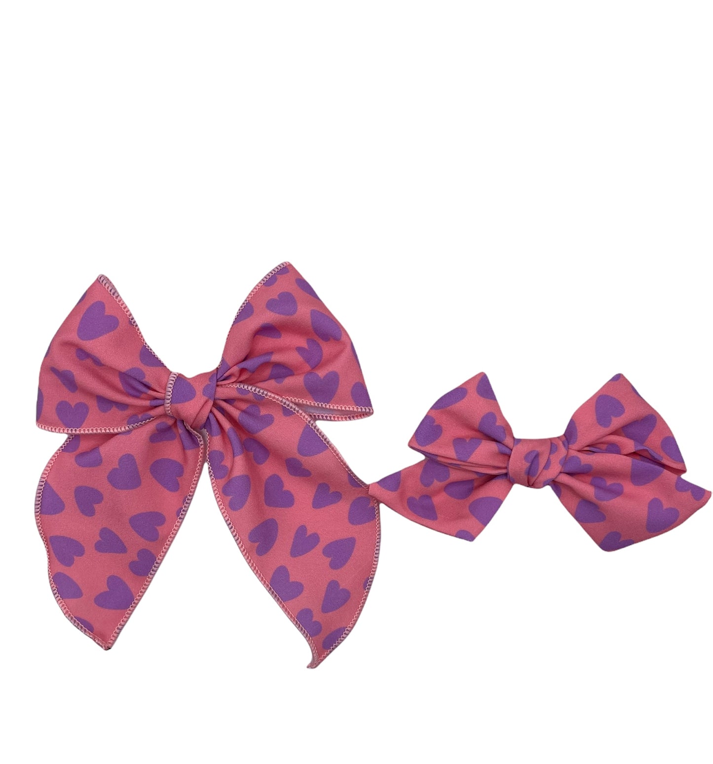 Purple Hearts Hand Tied Bow