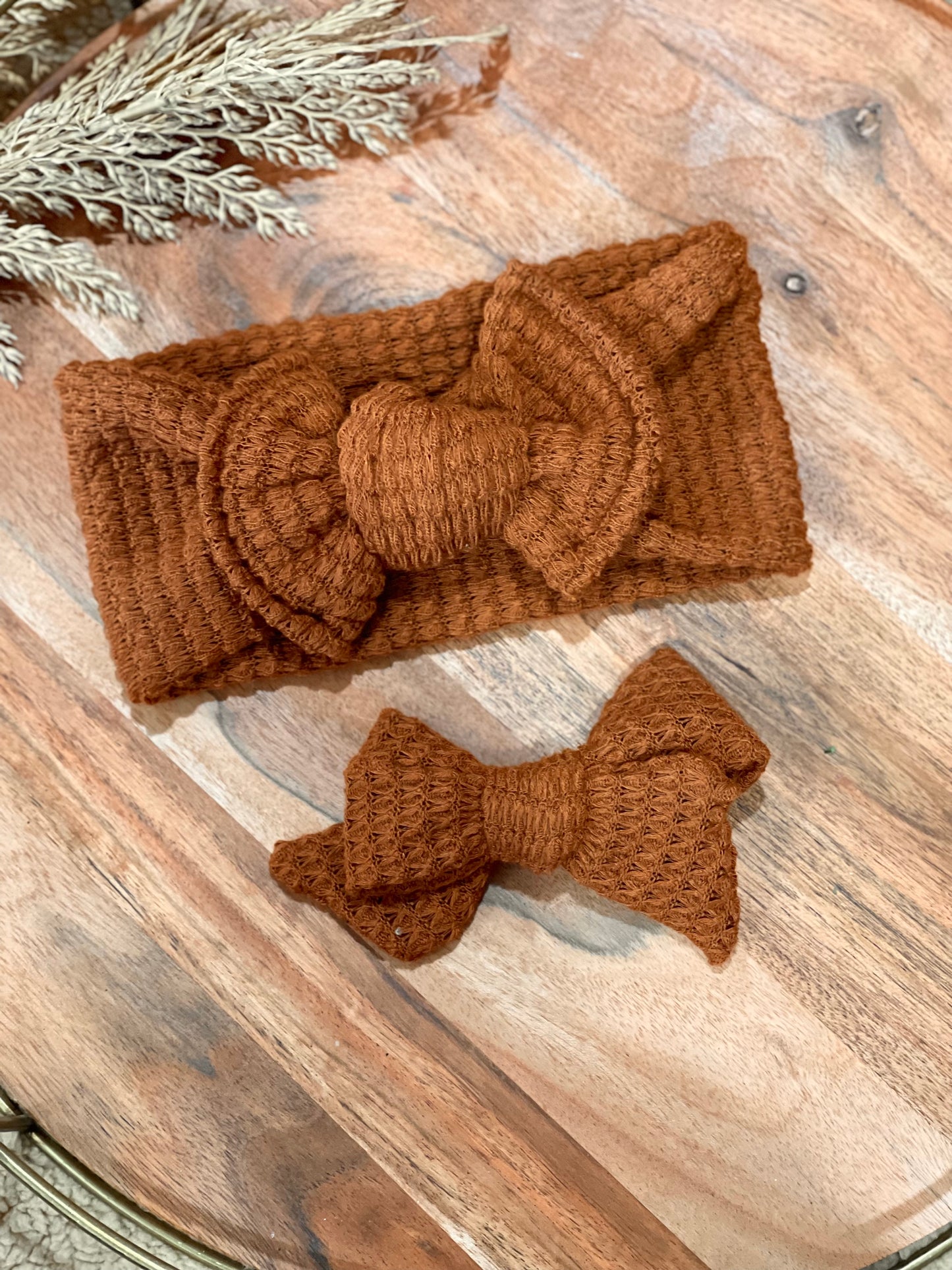 Camel Waffle Claire Bow