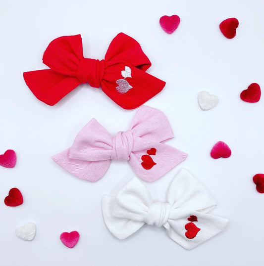 Embroidered Hearts Claire Bow