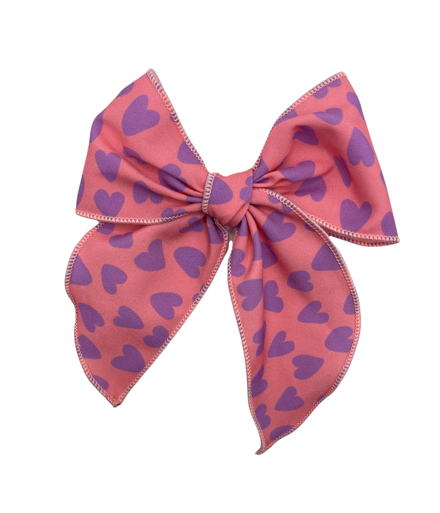 Purple Hearts Hand Tied Bow